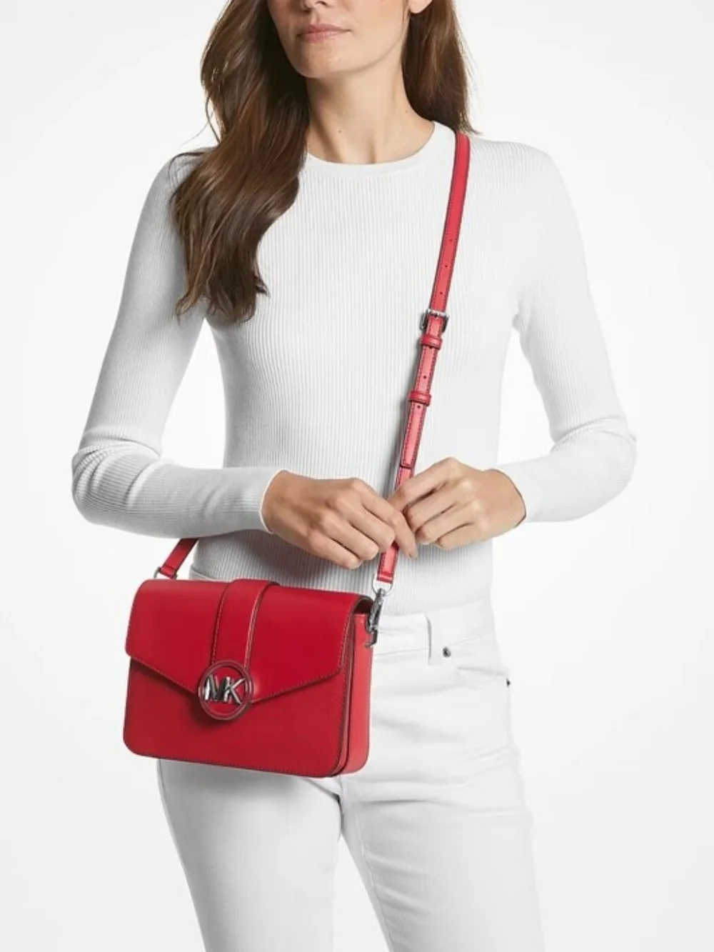 Michael Kors Red MK Chain Shoulder Bag